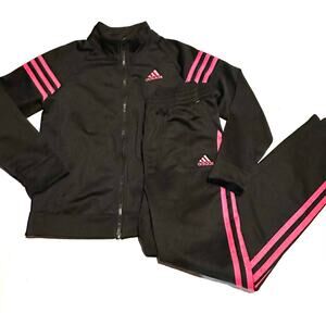 Adidas Black and Pink Track Suit Girls Soccer Size Medium 10/12